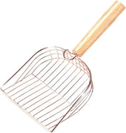Scopa per gatti in metallo, veloce sette, con gruccia pratica, contenitore per cibo per gatti, maniglia in legno, accessorio per gatti, comodo e duraturo (30 cm, roségold)