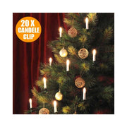 Trade Shop - Catena Luminosa 20 Candele A Clip 4,9 Mt Per Albero Di Natale 220v Bianco Caldo -