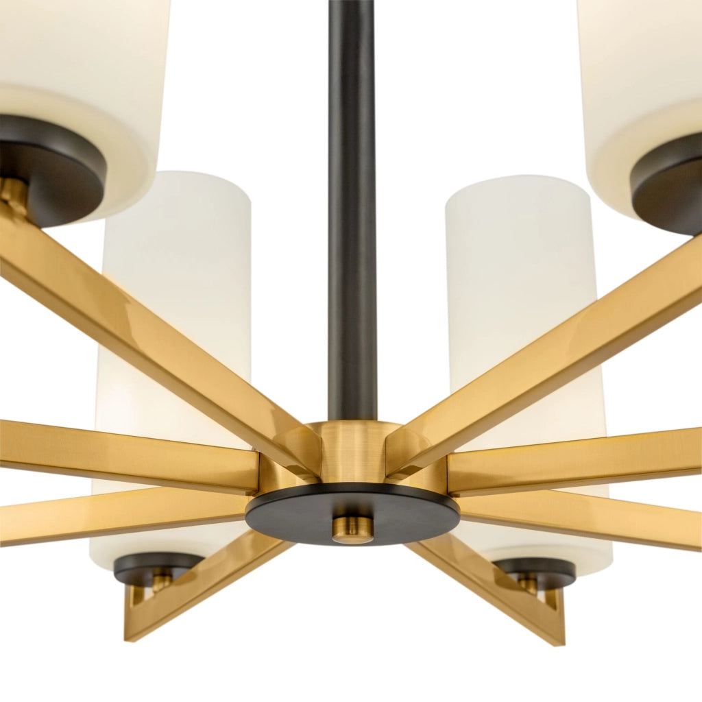 Maytoni Lampadario contemporaneo Fortano 8 luci E27 ottone metallo diffusore vetro bianco