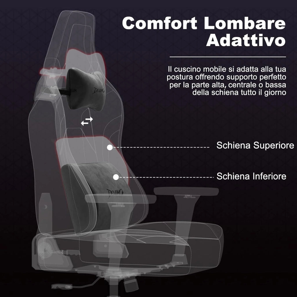 Sedia da Gaming Ergonomica in Pelle Scamosciata, Poltrona da Ufficio Gamer Reclinabile 90°-135°, Braccioli 3D Regolabili, Base in Metallo, Ruote Silenziose, Portata 180kg, Nero
