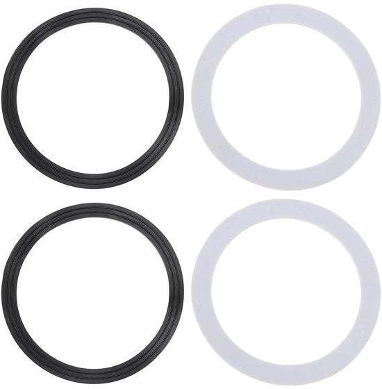 O Ring di Gomma per Drenaggio Lavatrice - 2 Set, 107 mm, Nero e Bianco