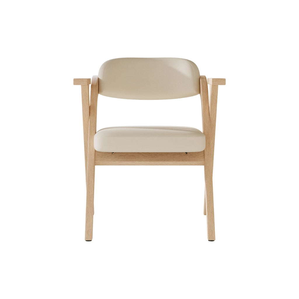 Set di 2 sedie da pranzo pieghevoli in legno massiccio con cuscino in lino, beige