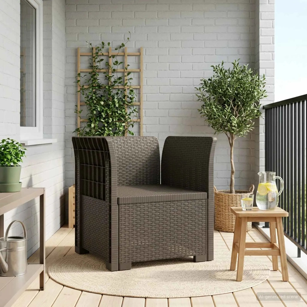 Sedia da giardino-Poltrona a 1 Posto Aspetto Rattan PP Grigio Chiaro
