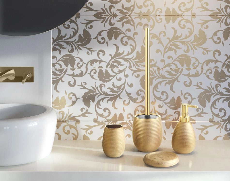 Set 4 accessori appoggio in ceramica Oro Serie Astrid di Gedy