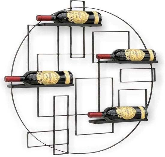 Wijnrek "Pi4" flessenhouder di metallo 80 cm flessenhouder a muro nero