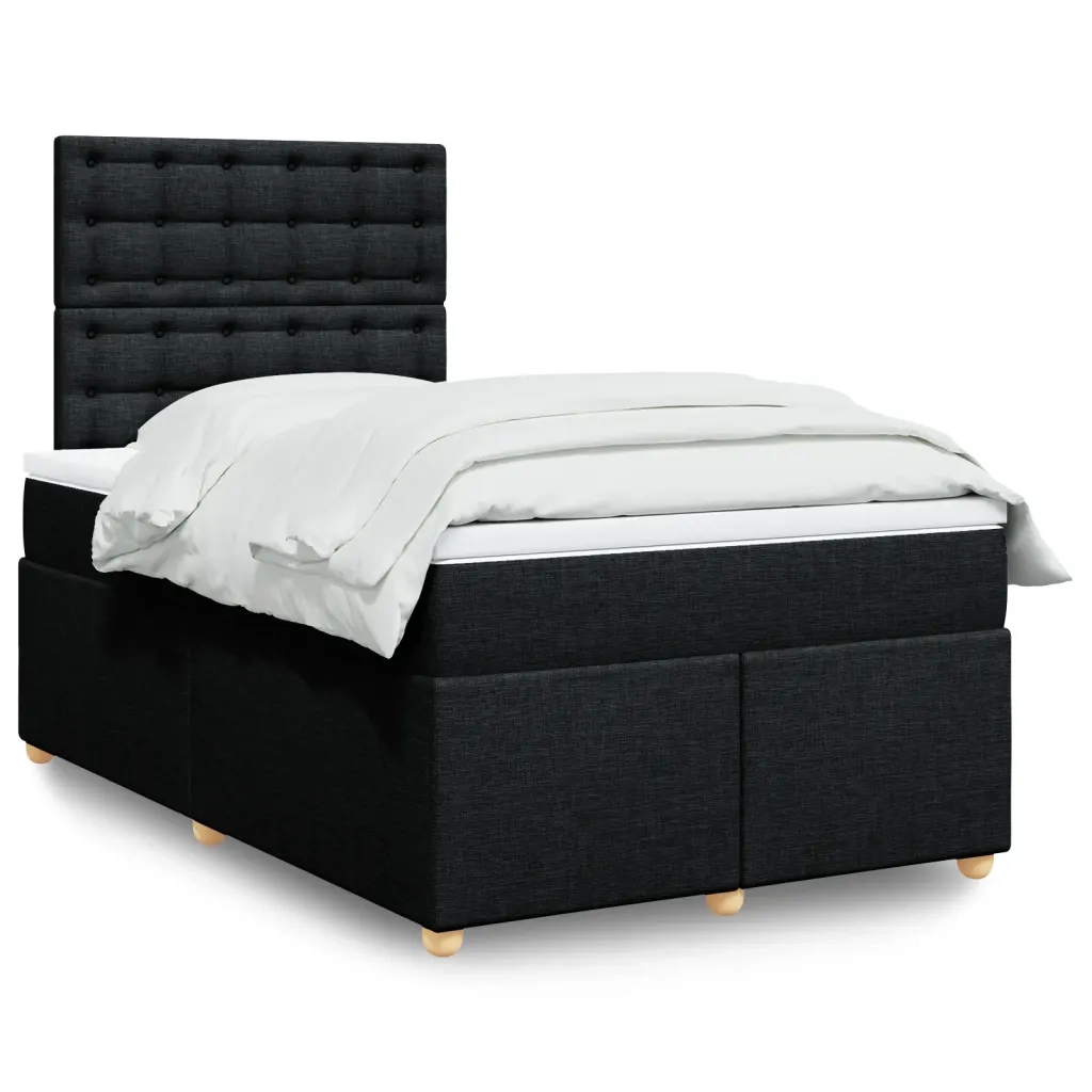 Giroletto a Molle con Materasso Nero 120x200 cm in Tessuto