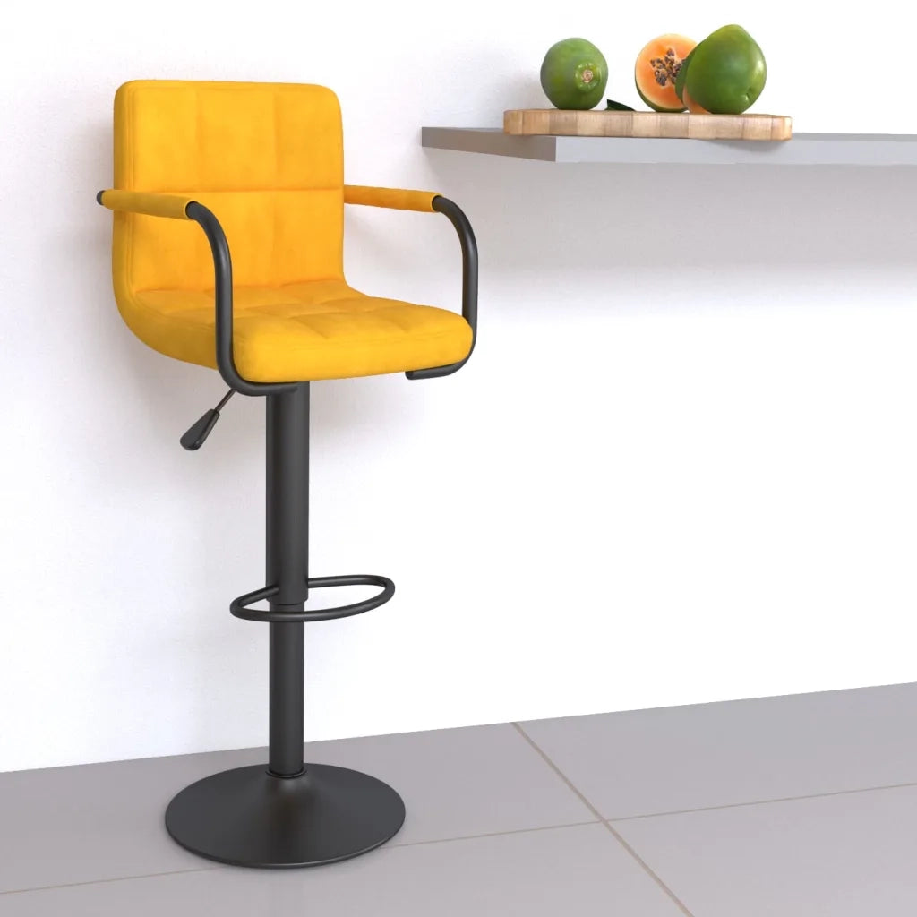 Sgabello da Bar Giallo Senape in Velluto 334655