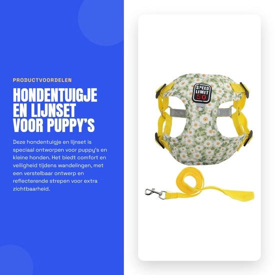Harnas per Piccoli/Cani di Medea Taglia - Strisce Riflettenti - Kit di Montaggio - Materiale di Alta Qualità Poliestere/Cotone - Sistema di Chiusura Sicuro