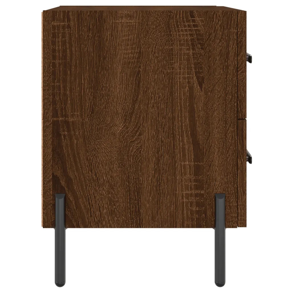 Set di 2 Comodini | Armadio da Notte | Mobiletto da notte Rovere Marrone 40x35x47,5 cm in Legno Multistrato