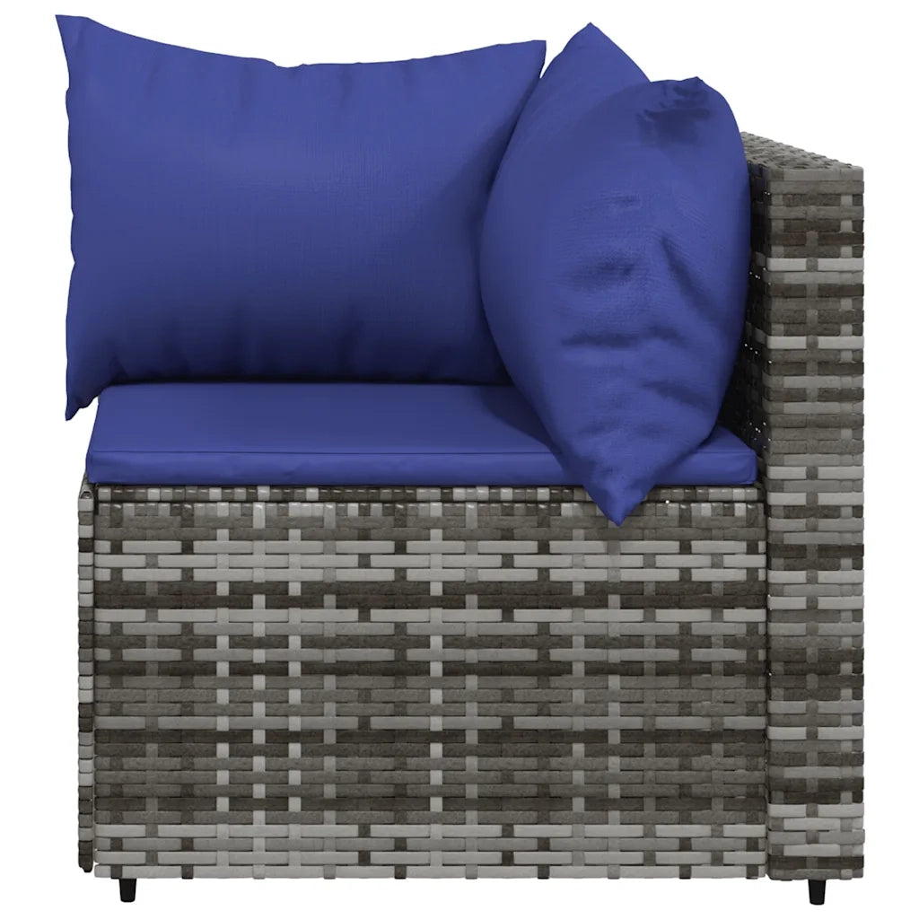Divani Angolari da Giardino con Cuscini 2pz Polyrattan Grigio 319842