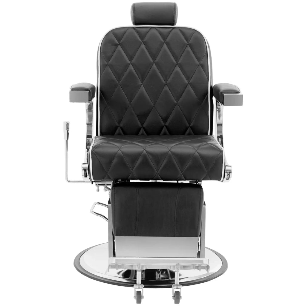 Poltrona professionale da parrucchiere con poggiatesta e poggiapiedi portata 150 kg reclinabile materiale sintetico nero 14_0008931