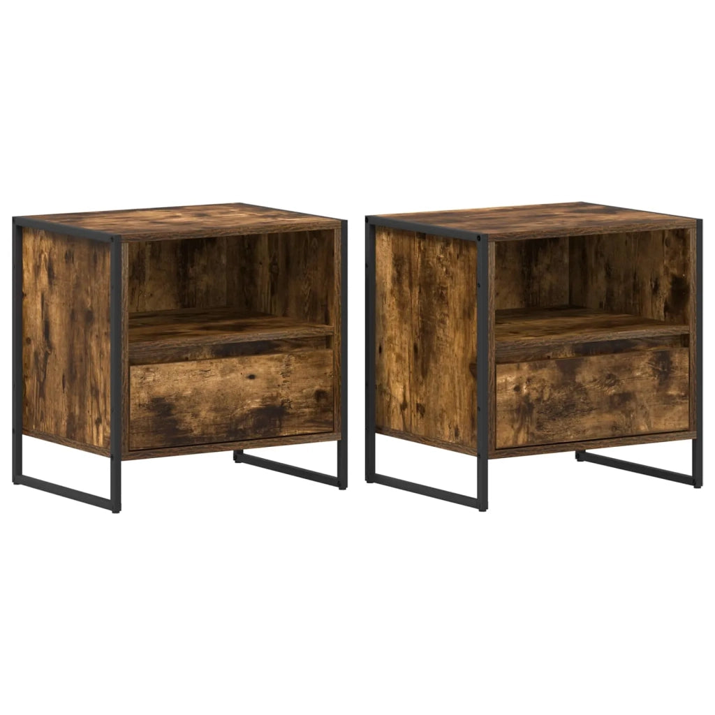 Comodino con cassetto 2 pcs Quercia Fumosa 50 x 39,5 x 50 cm