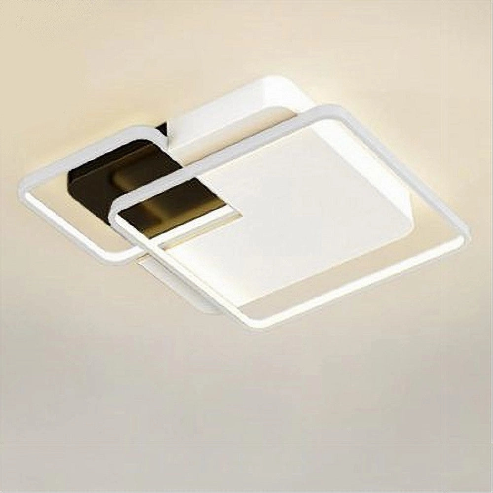 Trade Shop - Plafoniera Led 35w 3 Quadrati Bianco Nero Lampadario Soffitto Luce Naturale 70814 -