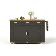Carrello da cucina con piano ribaltabile; 3 cassetti; 2 organizer estraibili; prese e ruote per cucina; 120×45×84 cm