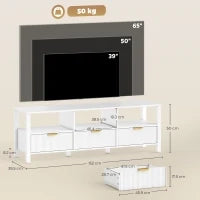 Mobile TV con 3 cassetti e 3 ripiani aperti, 152x39,5x50cm, Bianco