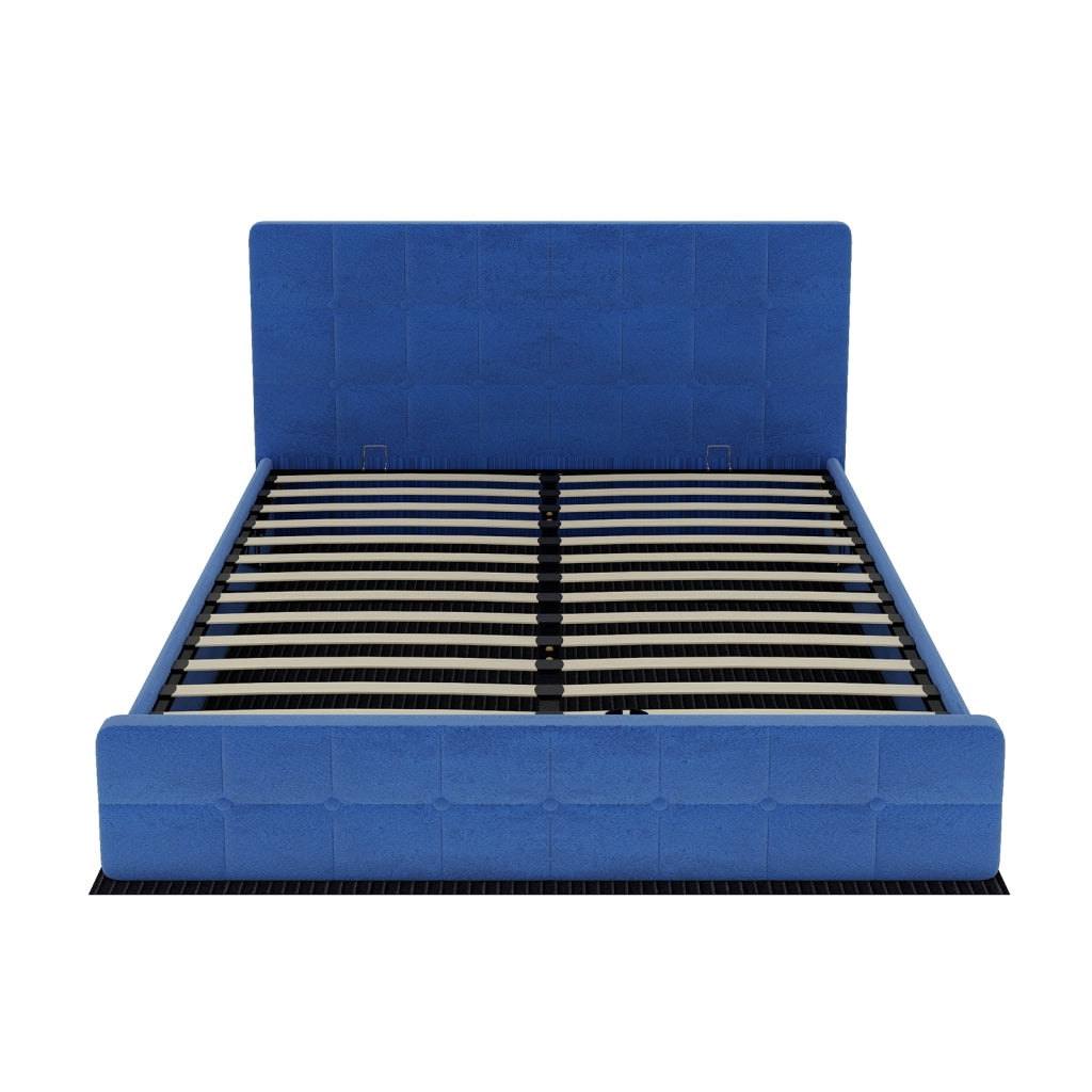 letto imbottito flanella blu 160 x 200 cm