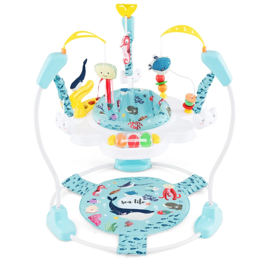 Centro attivit¨¤ per neonati con giocattoli interattivi vassoio musicale, Trottola per bambini regolabile in altezza Azzurro-Primi passi
