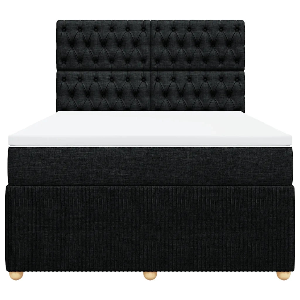 Giroletto a Molle con Materasso Nero 140x200 cm in Tessuto