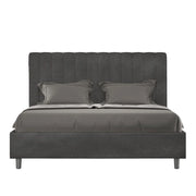 Letto matrimoniale senza rete imbottito 160x190 microfibra grigio Agueda
