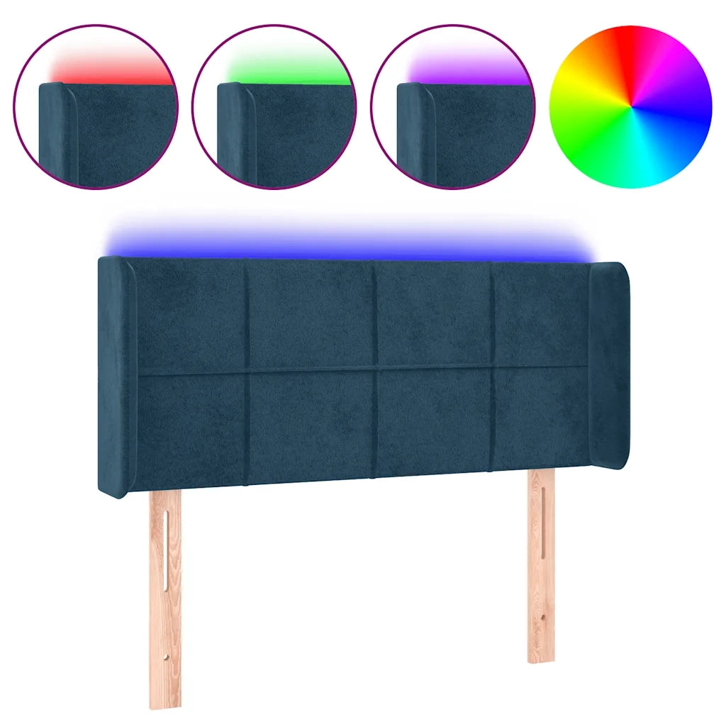 Testiera a LED-Testata con LED Blu scuro 93x16x78/88 cm in Velluto 944764