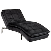 Chaise Longue Velluto nero e Poggiapiedi Regolabili Moderna Glamour