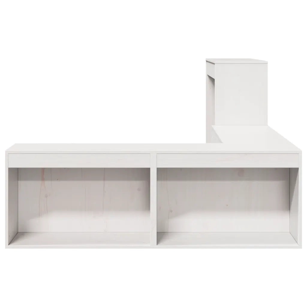 Comodino con Scrivania Bianco 222x107x75 cm in Legno di Pino