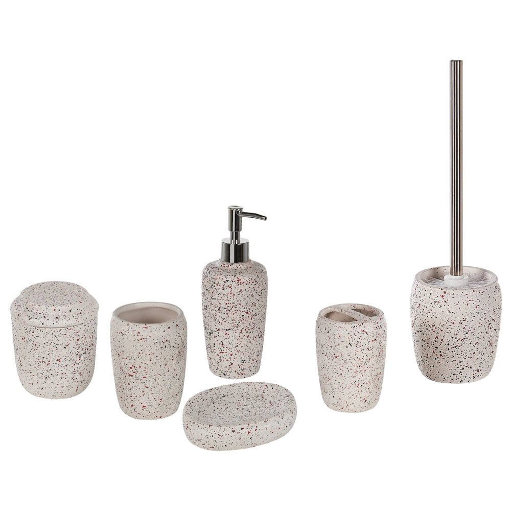 Set di 6 accessori da bagno in vetro di colore bianco nero e rosso moderno scandinavo