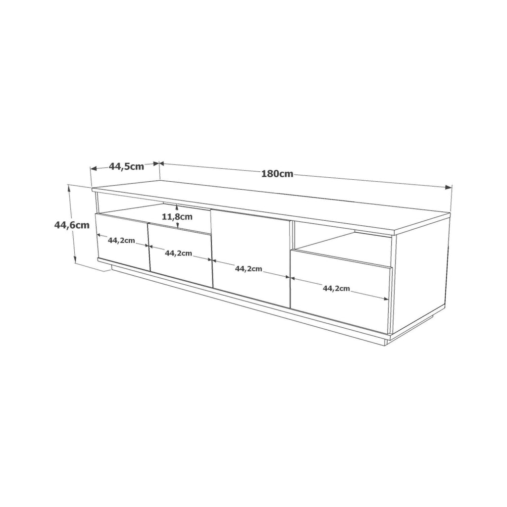 Mobile porta TV Axi, Credenza da soggiorno, Armadio basso per TV, Base parete attrezzata, 180x45h45 cm, Quercia e Bianco