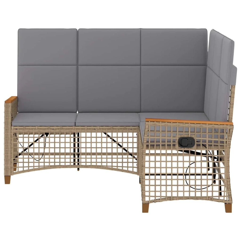 Set di Divani Recliner da Giardino Beige e Grigio Chiaro