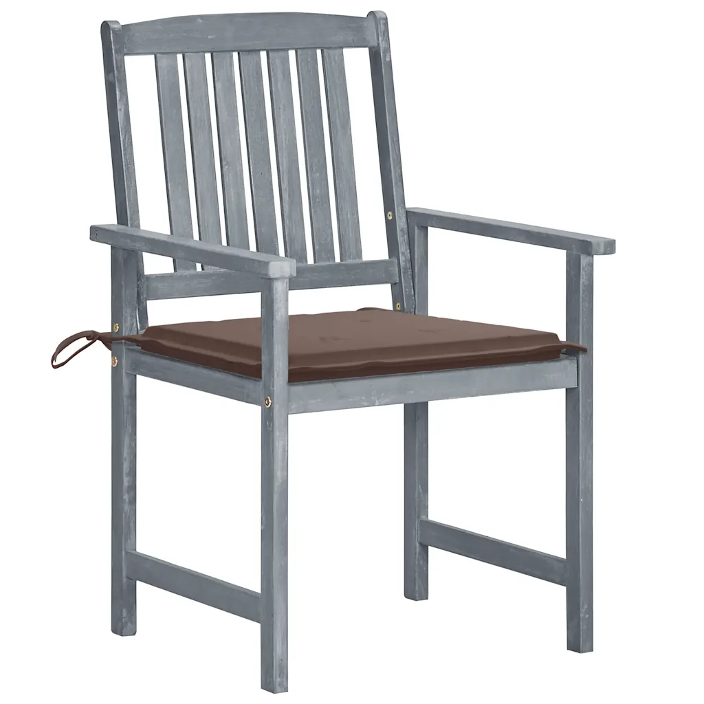 Sedie da Giardino con Cuscini 8 pz in Massello di Acacia Grigie cod mxl 17544