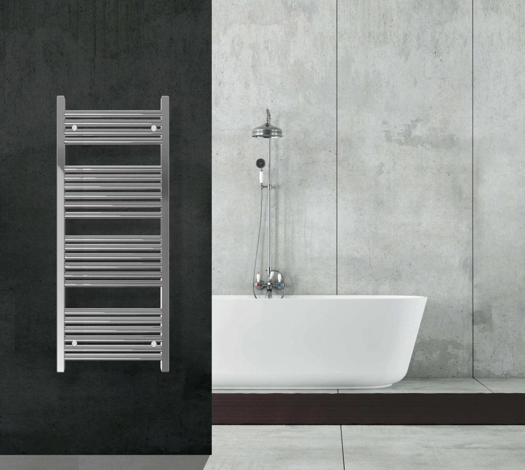 Scaldasalviette da Bagno in Acciaio H1200 mm Bonussi Stand Dritto Cromo 1200x450 mm