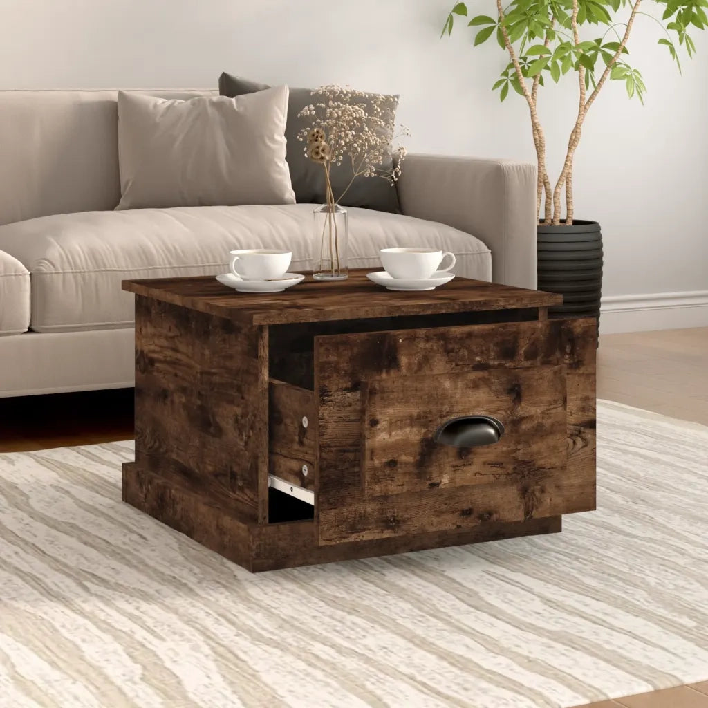 Tavolino da Salotto Rovere Fumo 50x50x35 cm Legno Multistrato 816253
