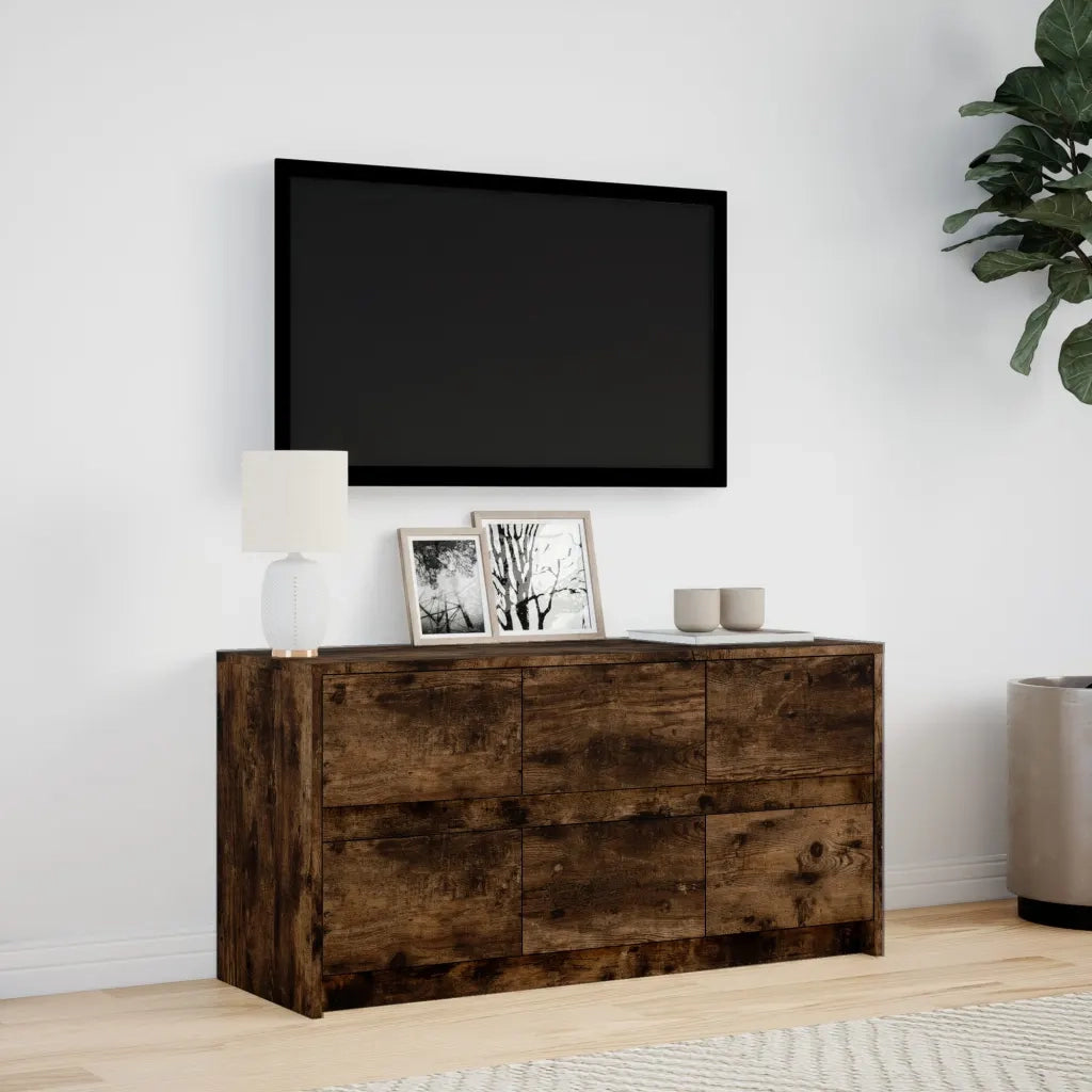 Mobile Porta TV con LED Rovere Fumo 100x34x50 cm in Truciolato 852219