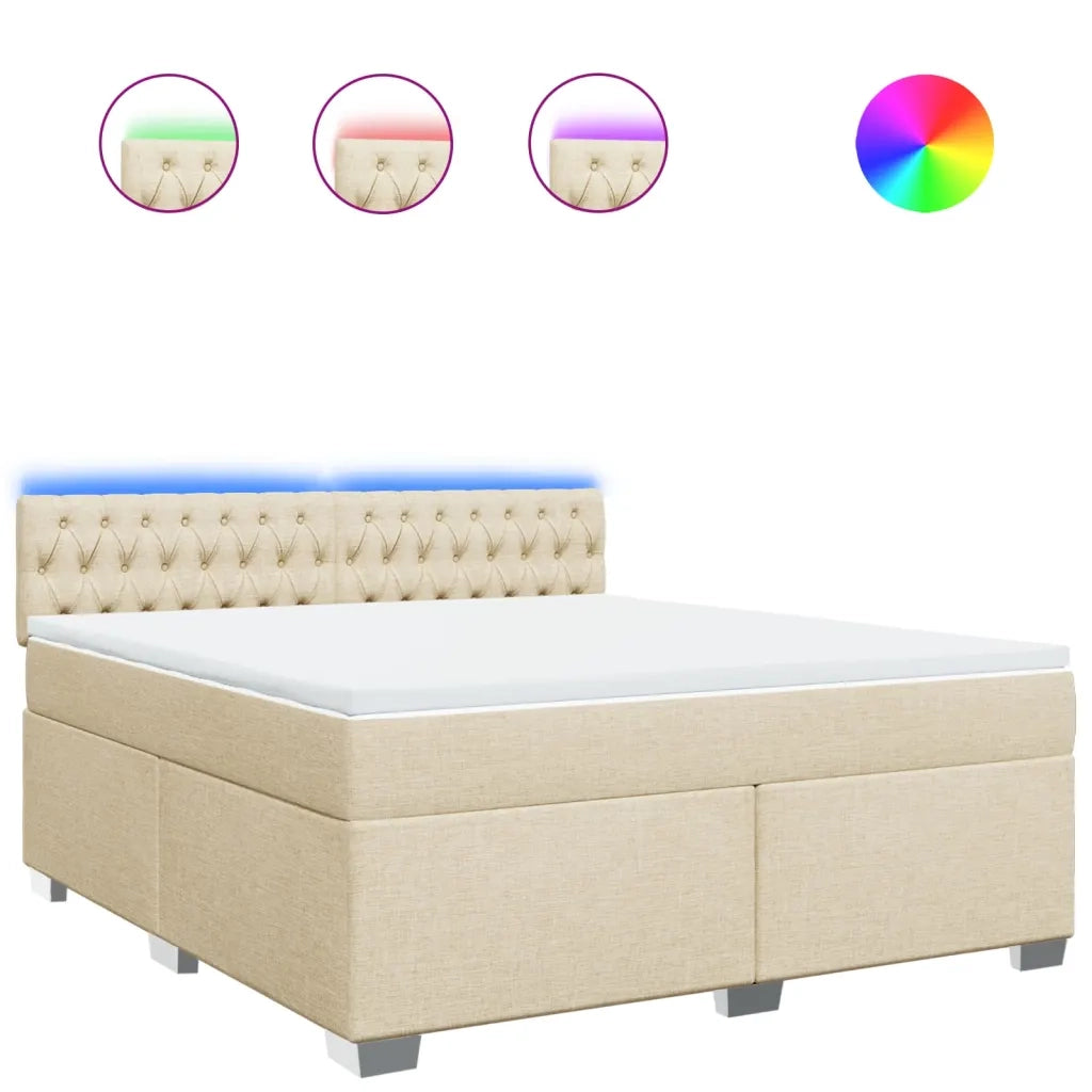 Giroletto a Molle con Materasso Crema 180x200 cm in Tessuto