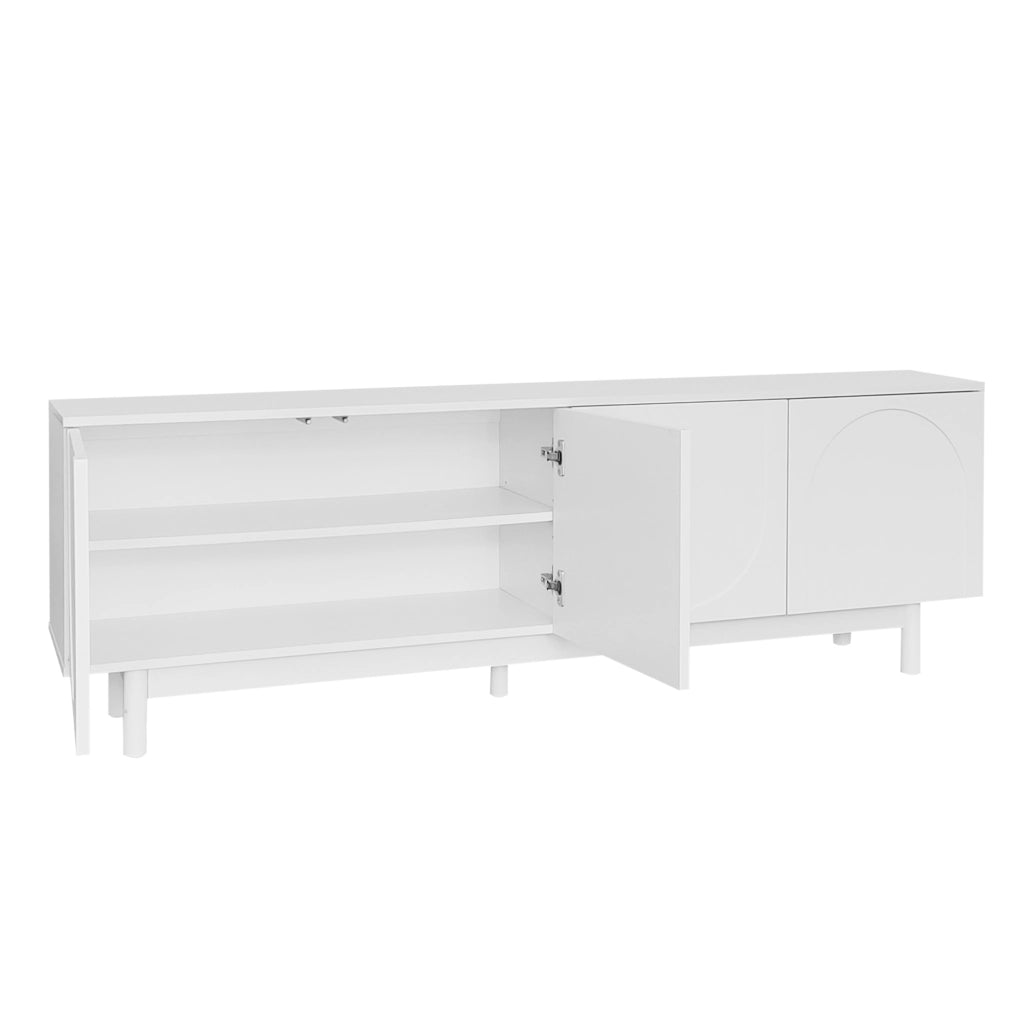 Mobile TV ULEVR 175x38x56 cm con 4 ante push-to-open e ripiani regolabili, bianco