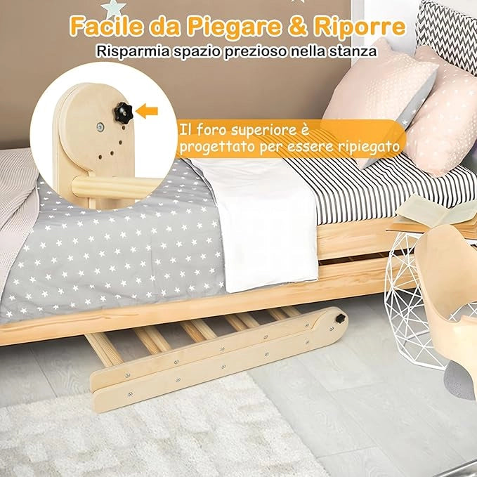 3 in 1 Set da Arrampicata per Bambini, Giocattoli da Arrampicata Triangolari Pieghevoli, Altezza Regolabili, con Scivolo/Rampe da Arrampicata, Carico 60 kg (Naturale)