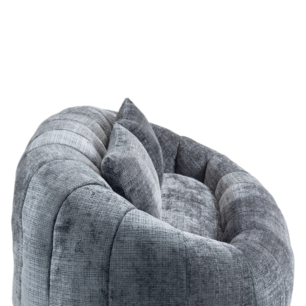 Divano da pavimento in chenille grigio 150x95x63 cm con imbottitura in schiuma ad alta densità
