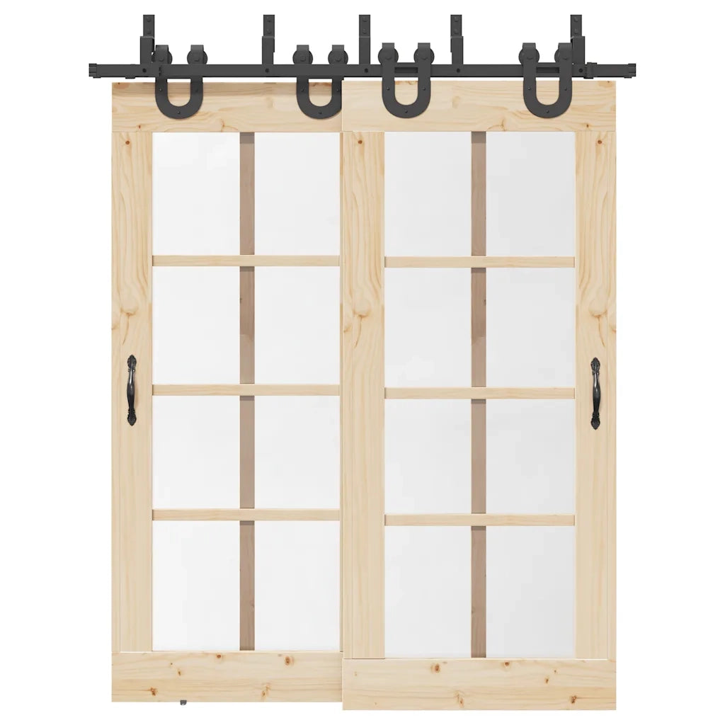 Kit di Binari per Porte Scorrevoli 183 cm Acciaio Nero 3295733