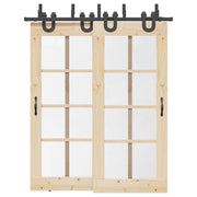 Kit di Binari per Porte Scorrevoli 183 cm Acciaio Nero 3295733