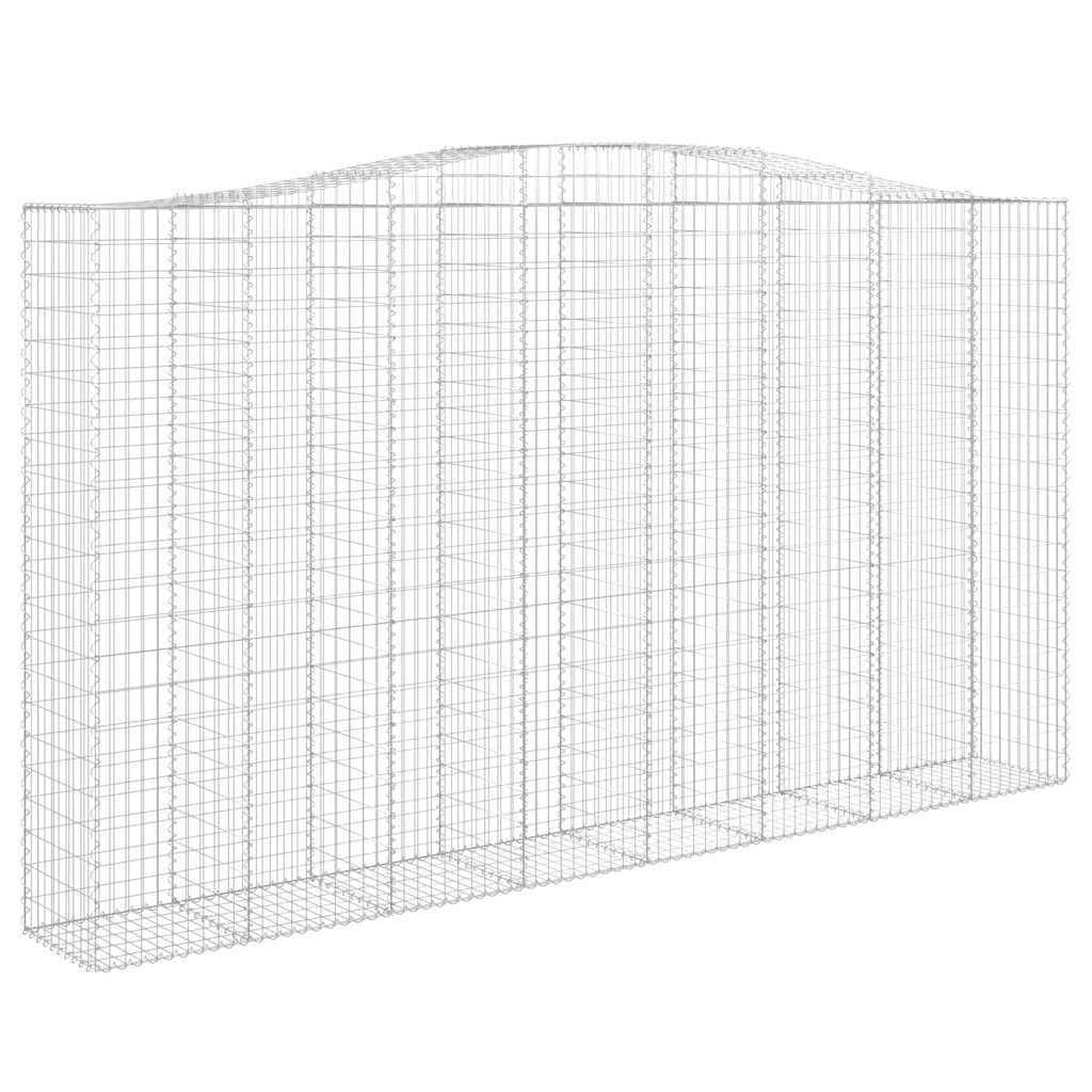 Cestini gabbioni recinzione a gabbia muro di contenimento ad arco 6 pezzi 400 x 50 x 220/240 cm ferro zincato argento 02_0041060