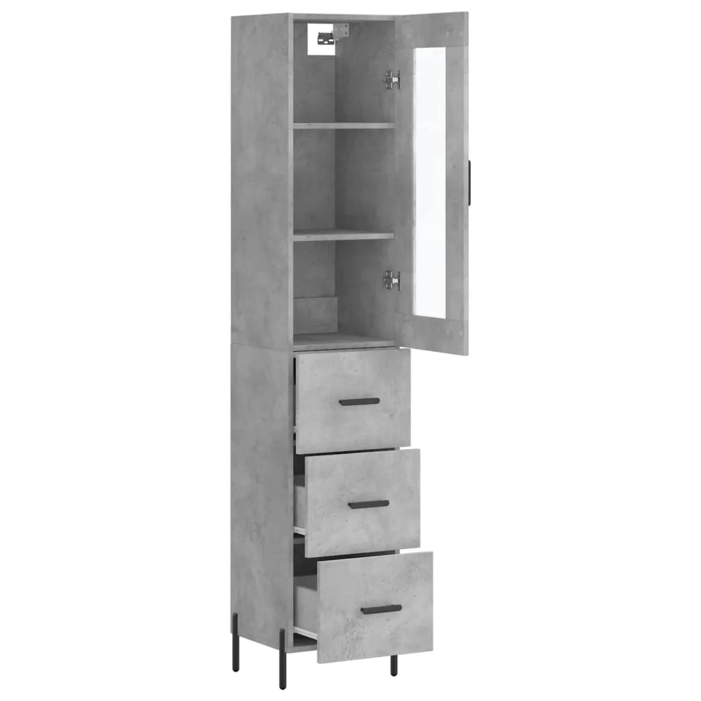 Buffet credenza cassettiera mobiletto mobile contenitore organizer per cucina soggiorno salotto alto 34,5 x 34 x 180 cm legno ingegnerizzato grigio 02_0034324