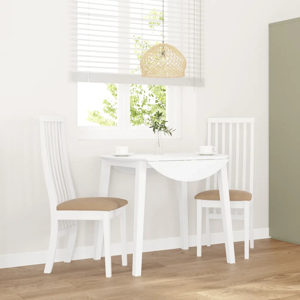 Sedie da Pranzo con Cuscini 2 pz Bianco Legno Massello di Hevea 4102460