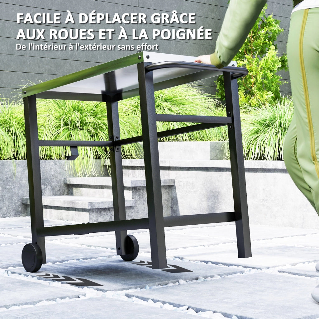 Carrello barbecue con ripiani e ganci ¨C zephmum ¨C grigio 102x50x81cm
