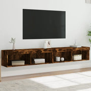 Mobili Porta TV con Luci LED 2 pz-Set di 2 Credenza per TV Rovere Fumo 100x30x30 cm