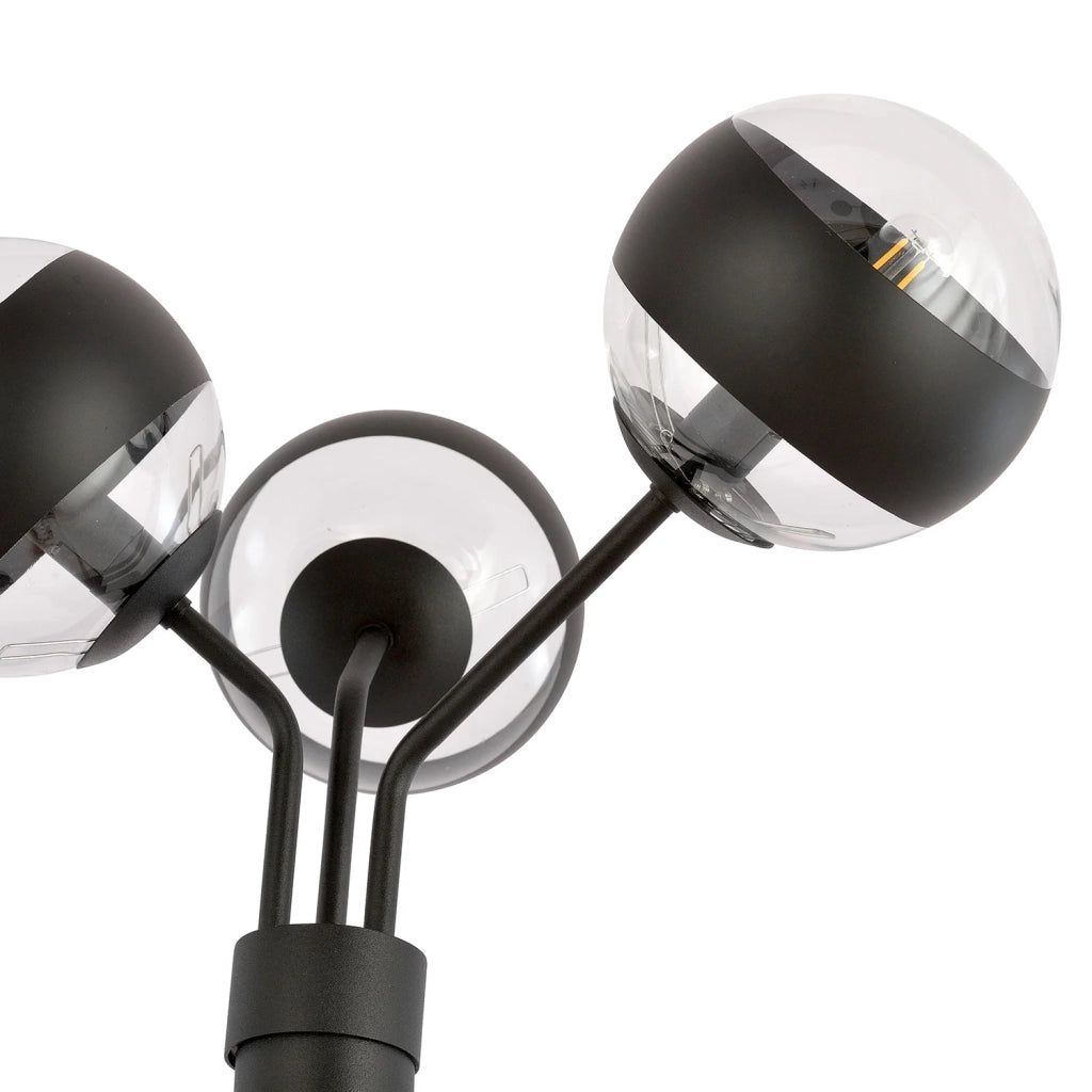 Piantana Moderno Orione Acciaio Nero Trasparente 3 Luci E14 Ip20