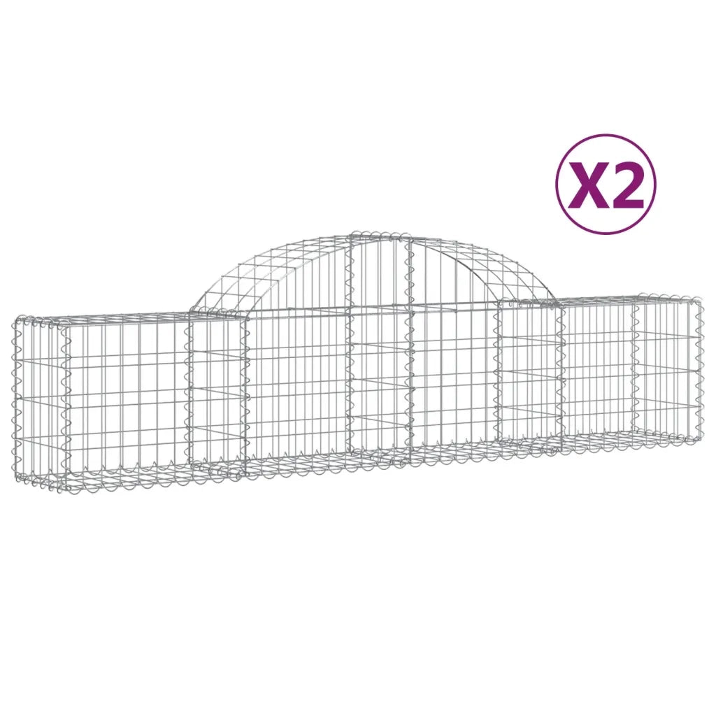 Cesti Gabbioni ad Arco 2 pz 200x30x40/60 cm Ferro Zincatocod mxl 100032