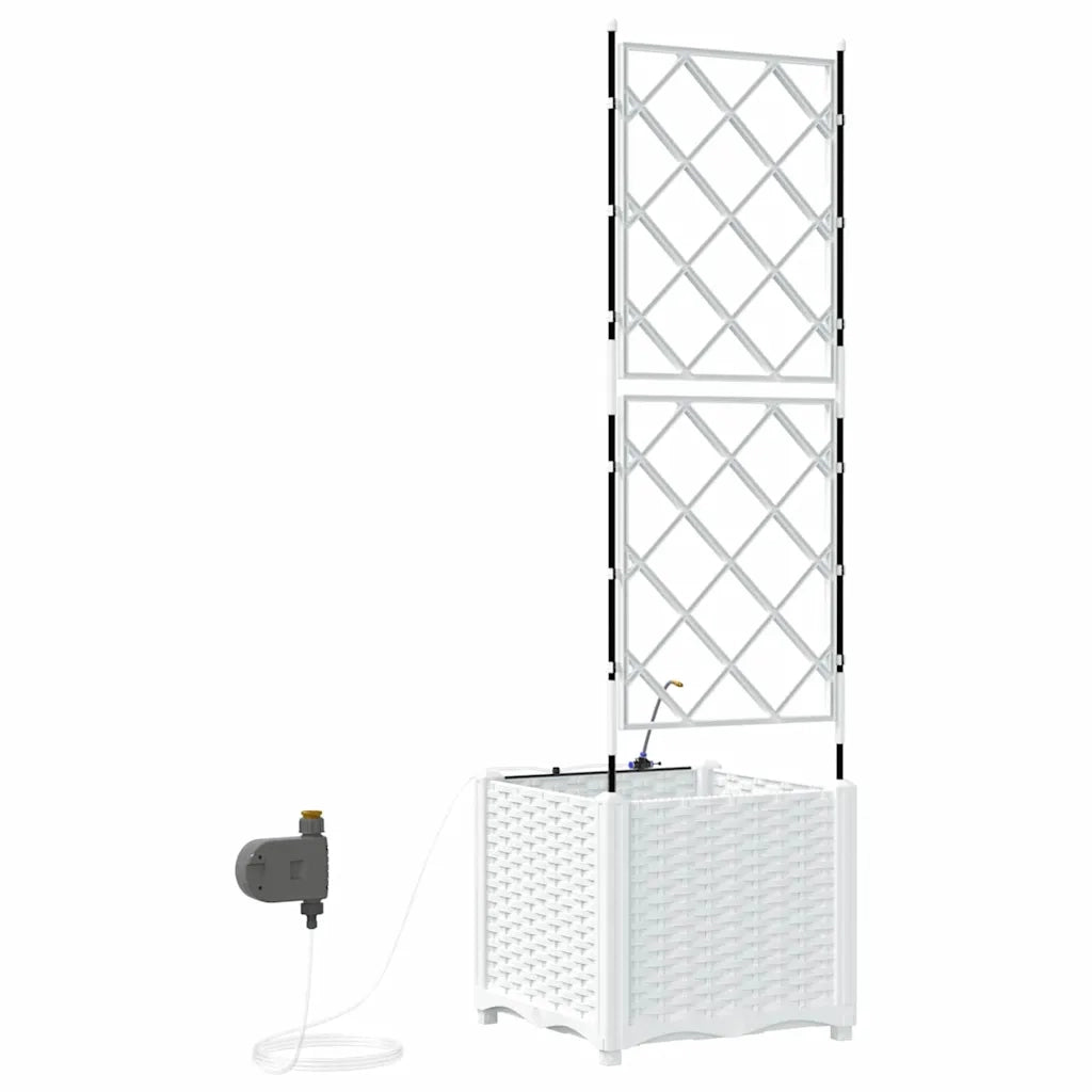 Vaso da giardino-Fioriera da Esterno-Contenitore per Piante Bianco 40 x 40 x 142 cm Acciaio