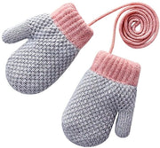 Manopole per bambini invernali - Impermeabili - Elastiche - A maglie - Con corda - Comode e stile - Manopole per bambini