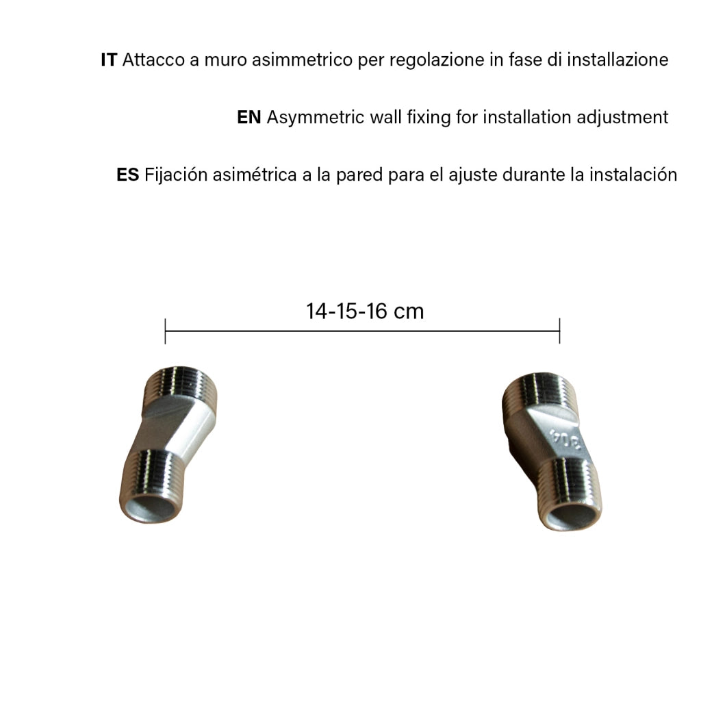 SINED Miscelatore murale in acciaio inox 316L satinato per vasca e doccia con controllo temperatura e uscita adatto per interni ed esterni modello LEVANTE