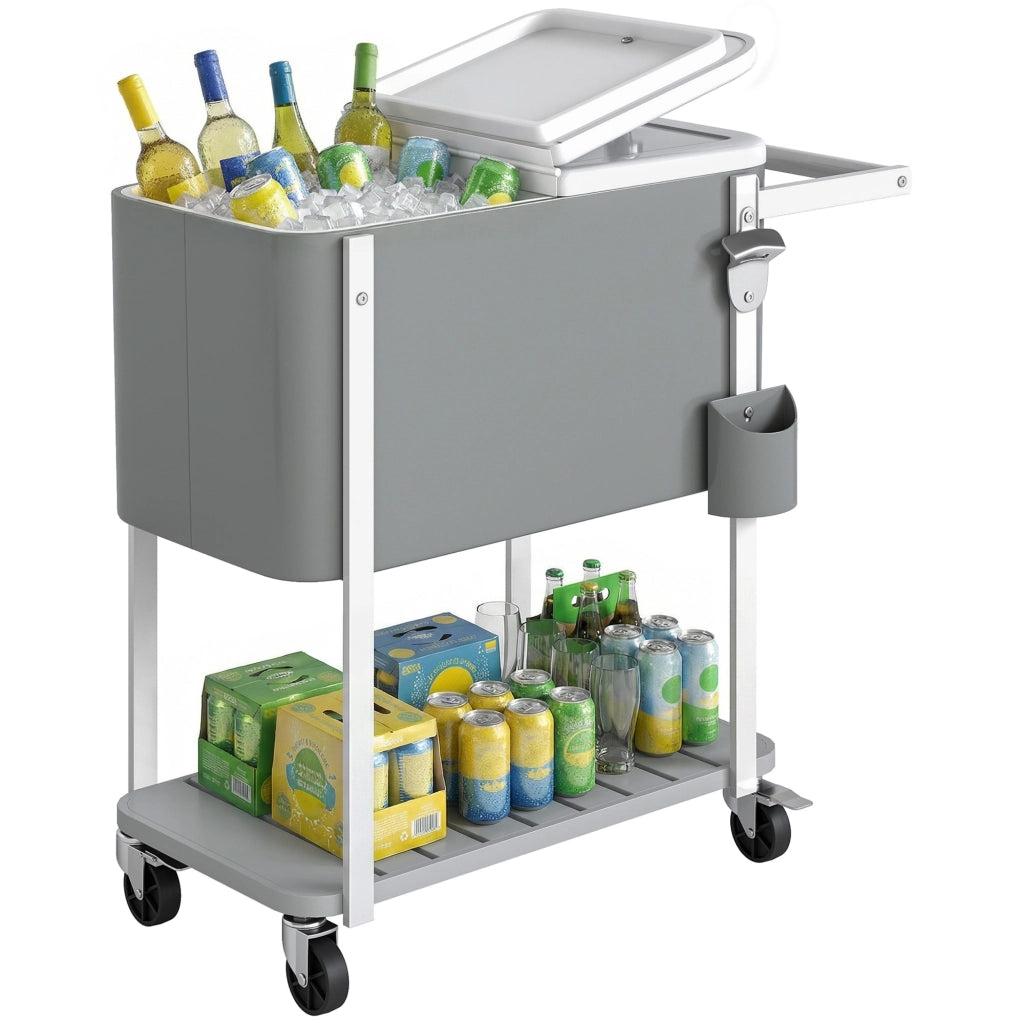 Carrello Bar con Ruote 56L ¨C zephmum ¨C Grigio 84x38x83 cm